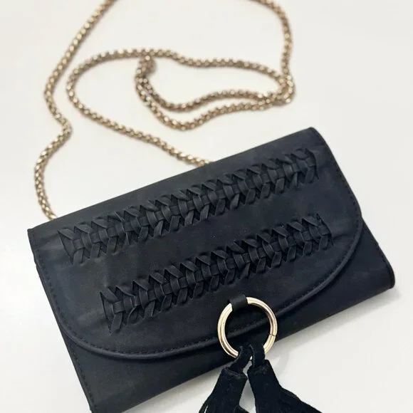 Street Level Black Suede Mini Crossbody Purse Wallet Clutch (4.5 x 7.5 inches) - Picture 2 of 8